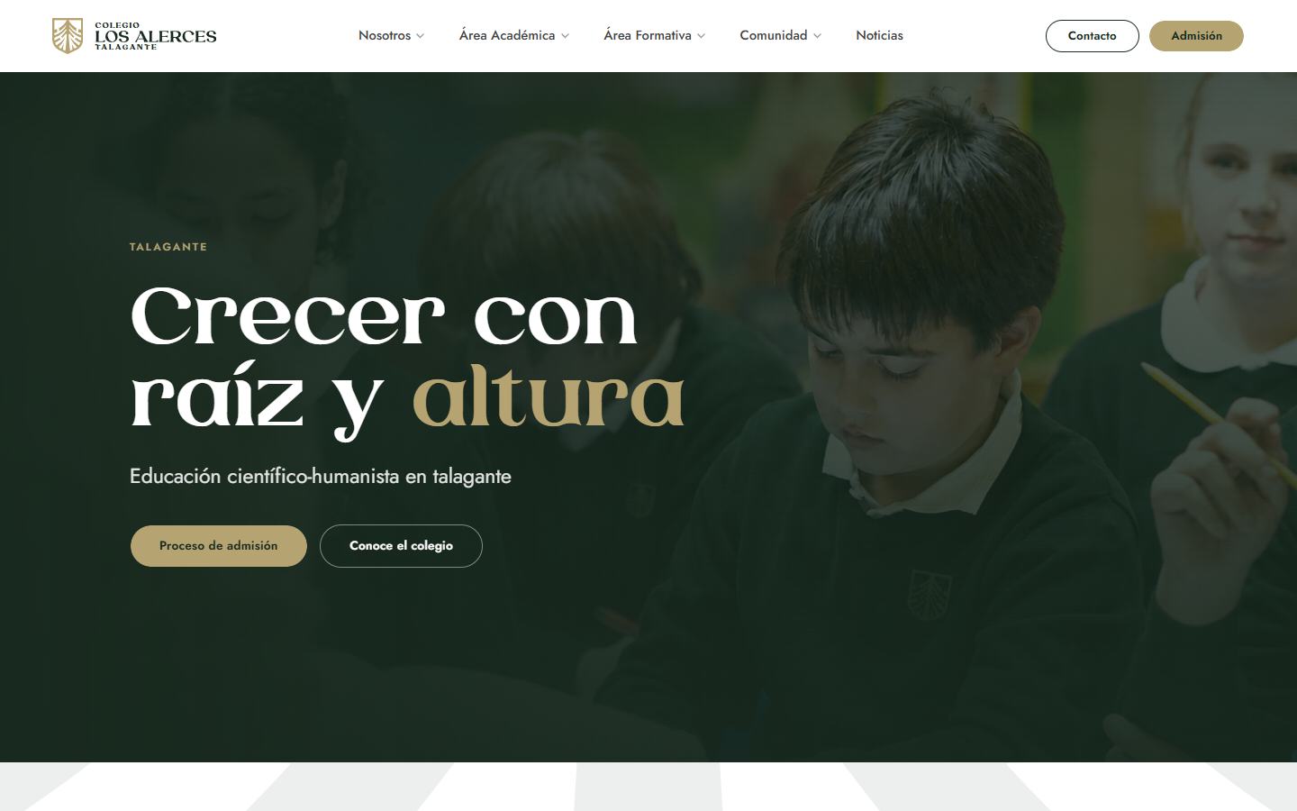 Portada del sitio del Colegio Los Alerces de Talagante